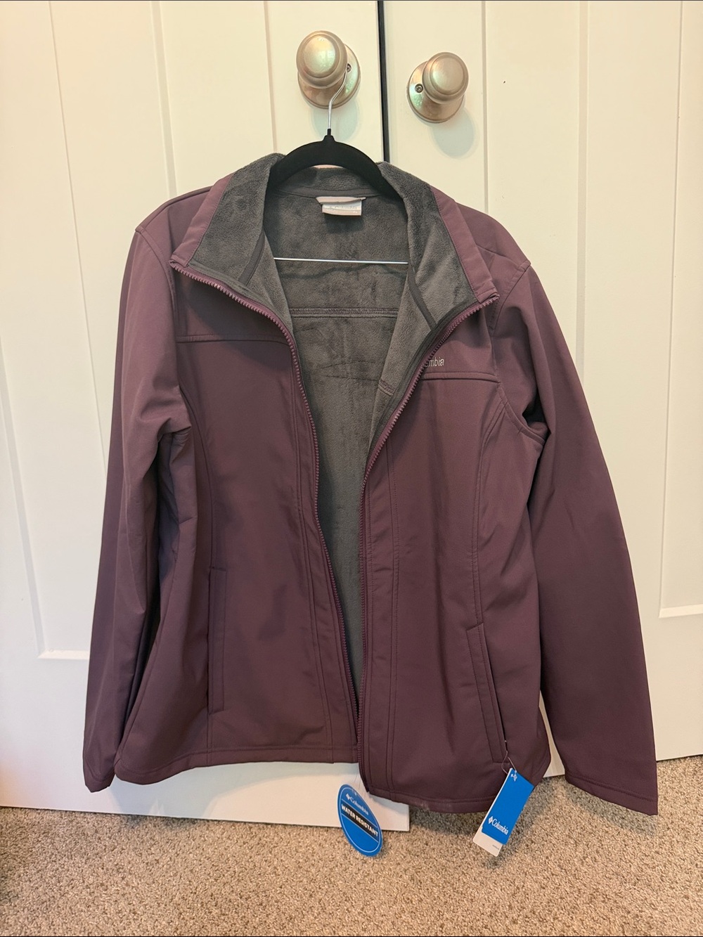 Columbia Women’s Purple Softshell Jacket with Gray Fleece Lining